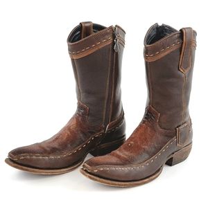 Cuadra Brown Stingray Leather Rustic Woven Cowboy Boots Mens US 7.5 ~ MEX 26.5